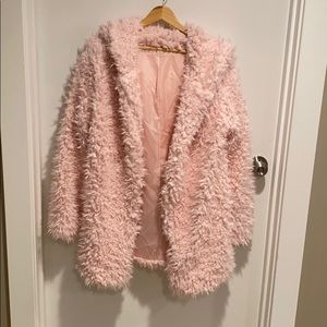 Women’s pink fur Sherpa teddy coat